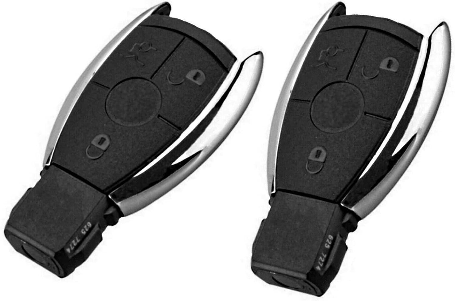 2x Ersatzschlüssel Autoschlüssel Chrom Hülle für 3 Tasten Infrarot Funk Fernbedienung - MERCEDES ...